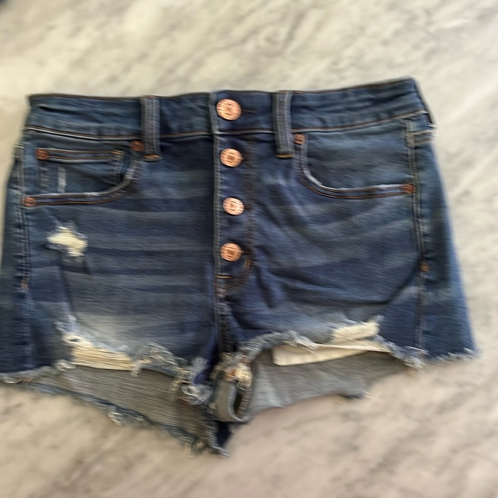 American Eagle Super Stretch Hi Rise Shortie Shorts Size 6 Exc. pre owned Cond.